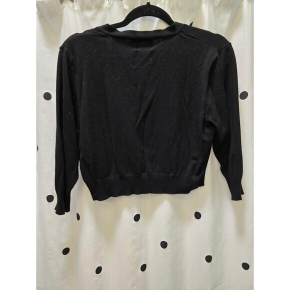 Banned Retro black half sleeve knit crop top with sailor neck tie XL - Picture 5 of 6